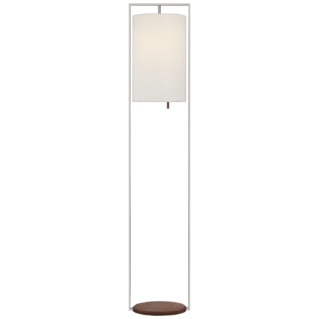 Visual Comfort Zenz 58" Tall Column Floor Lamp with White Linen Shade Polished Nickel / Walnut