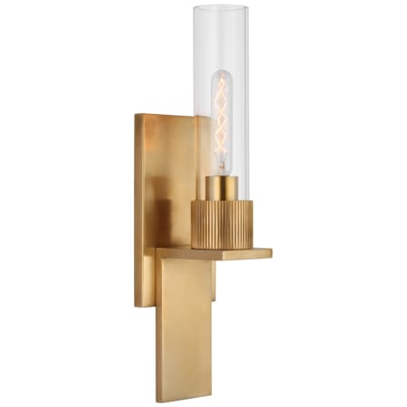 Visual Comfort Beza 15" Tall Bathroom Sconce with Clear Glass Shade Antique Brass