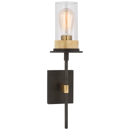 Visual Comfort Beza 20" Tall Wall Sconce with Clear Glass Shade Warm Iron / Antique Brass