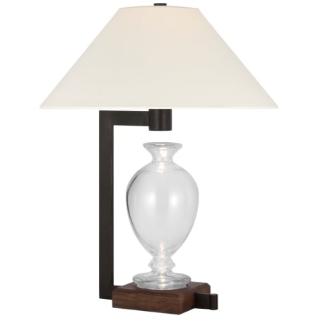 Visual Comfort Phial 2 Light 23" Tall Vase Table Lamp with White Linen Shades Clear Glass / Warm Iron / Dark Walnut