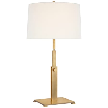 Visual Comfort Cadmus 27" Tall Buffet Table Lamp with White Linen Shade Antique Brass