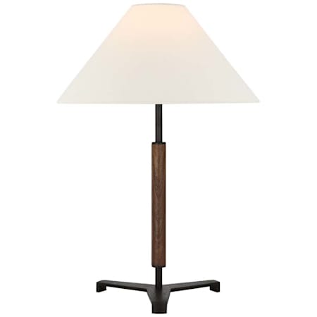 Visual Comfort Amaya 20" Tall Buffet Table Lamp Weathered Iron / Dark Walnut / Linen