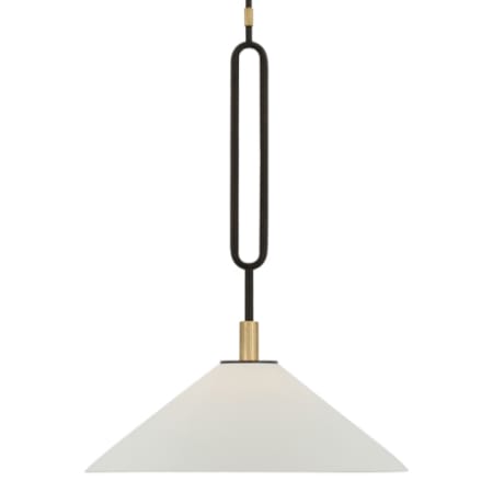 Visual Comfort Argo 19" Wide Pendant with Porcelain Bisque Shade Warm Iron / Antique Brass