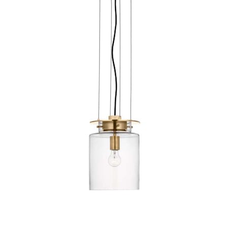 Visual Comfort Elias 9" Wide Mini Pendant Antique-Burnished Brass / Clear Glass