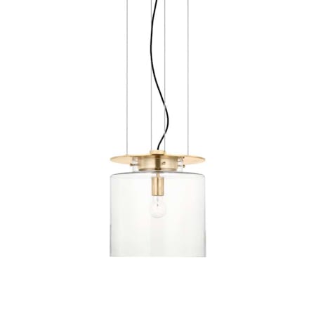 Visual Comfort Elias 13" Wide Pendant Antique-Burnished Brass / Clear Glass