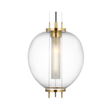 Visual Comfort Taro 9" Wide Mini Pendant Antique Brass