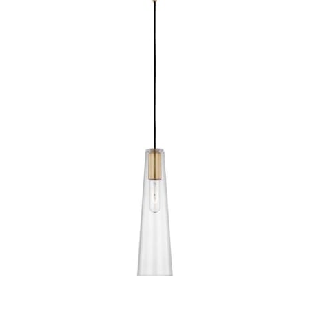 Visual Comfort Osvaldo 5" Wide Mini Pendant Antique-Burnished Brass / Clear Glass