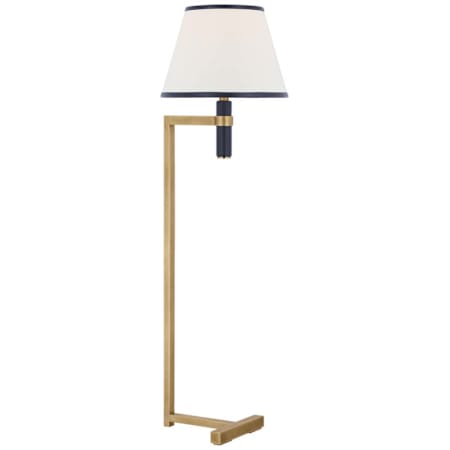 Visual Comfort Hedger 56" Tall Torchiere Floor Lamp Natural Brass / Navy / Linen