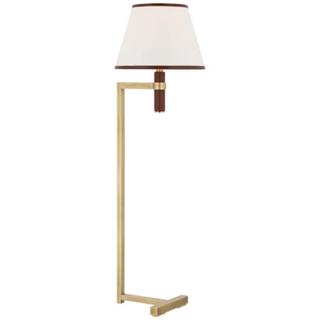 Visual Comfort Hedger 56" Tall Torchiere Floor Lamp Natural Brass / Saddle Leather / Linen