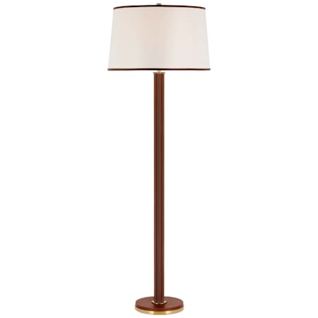 Visual Comfort Riley 66" Tall Torchiere Floor Lamp Natural Brass / Saddle Leather