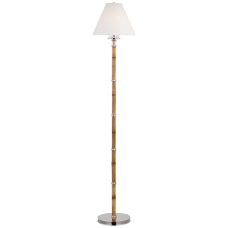Visual Comfort Dalfern 54" Tall Torchiere Floor Lamp Waxed Bamboo / Polished Nickel / White Parchment