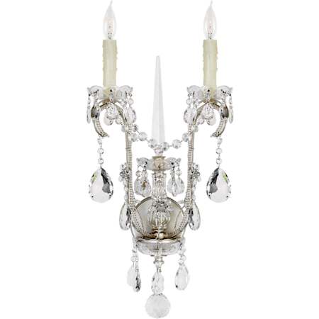 Visual Comfort Alessandra 2 Light 24" Tall Wall Sconce Antique Silver Leaf