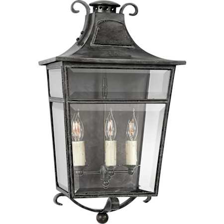 Visual Comfort Carrington 3 Light 25" Tall Outdoor Wall Sconce French Rust