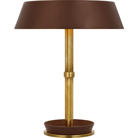 Visual Comfort Hudson St. 20" Tall Accent Table Lamp Natural Brass and Carob Leather