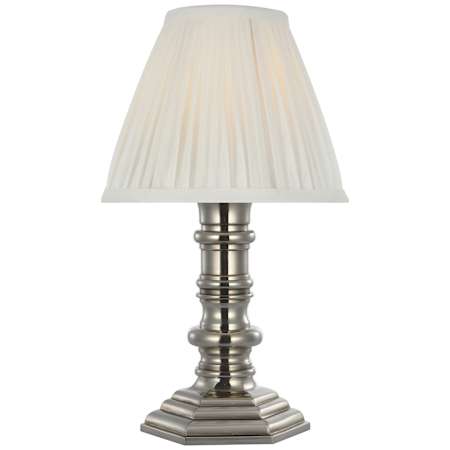 Visual Comfort Thatcher 12" Tall LED Buffet Table Lamp with Pleated Silk Shade Butler's Silver
