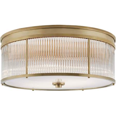 Visual Comfort Allen 3 Light 18" Wide Flush Mount Drum Ceiling Fixture Natural Brass