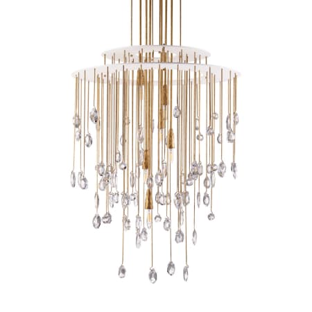 Visual Comfort Hailee 6 Light 32" Wide Crystal Waterfall Chandelier Natural Brass / Plaster White