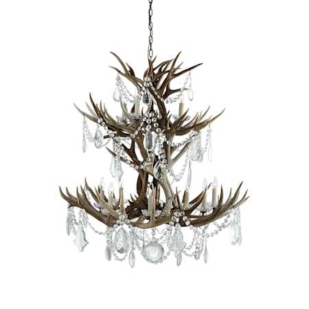 Visual Comfort Straton 12 Light 42" Wide Crystal Candle Style Chandelier Natural Bone