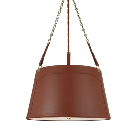 Visual Comfort Karlie 3 Light 30" Wide Pendant Natural Brass / Saddle Leather