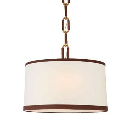 Visual Comfort Cody 3 Light 24" Wide Pendant Natural Brass / Saddle Leather