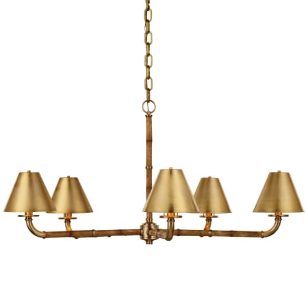 Visual Comfort Dalfern 5 Light 47" Wide Chandelier Waxed Bamboo / Natural Brass
