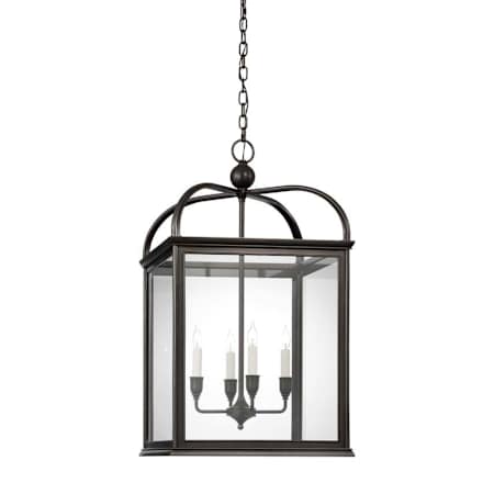 Visual Comfort Rhoades 4 Light 25" Wide Taper Candle Style Chandelier Bronze / Clear Glass