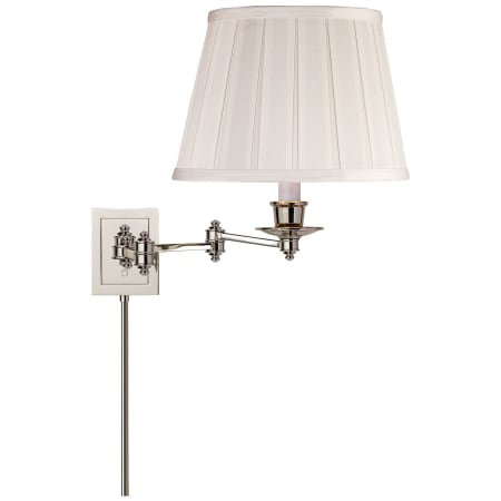Visual Comfort Single Light 13" High Plug-In Wall Sconce with Silk Shade Polished Nickel