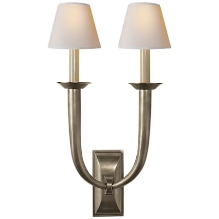 Visual Comfort French Deco Horn 2 Light 22" Tall Wall Sconce Antique Nickel