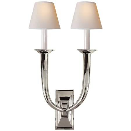 Visual Comfort French Deco Horn 22" High Wall Sconce with Natural Paper Shade Polished Nickel