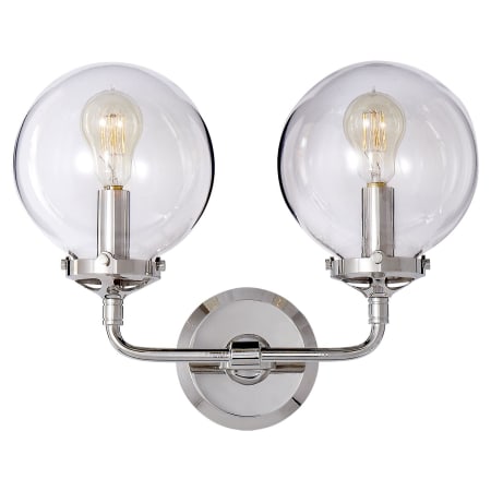 Visual Comfort Bistro 10-3/4" High Wall Sconce with Clear Glass Shade Polished Nickel