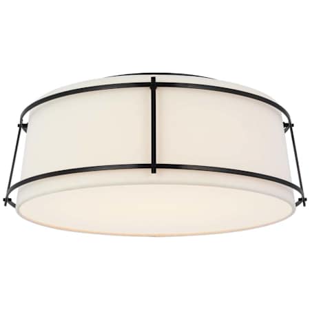 Visual Comfort Callaway 18" Wide LED Flush Mount Drum Ceiling Fixture Bronze / Linen / Frosted Acrylic