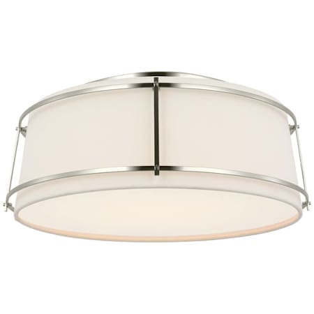 Visual Comfort Callaway 18" Wide LED Flush Mount Drum Ceiling Fixture Polished Nickel / Linen / Frosted Acrylic