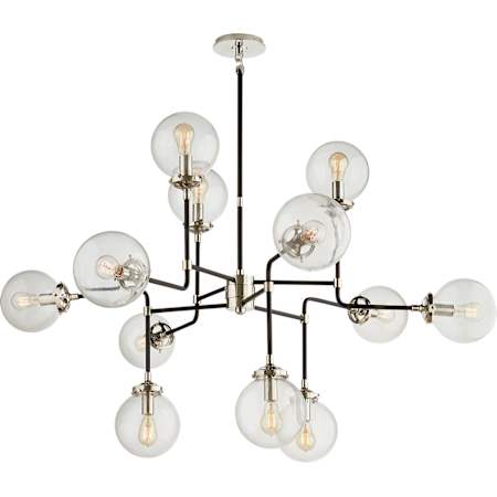 Visual Comfort Bistro 47" Sputnik Style Chandelier by Ian K. Fowler Polished Nickel