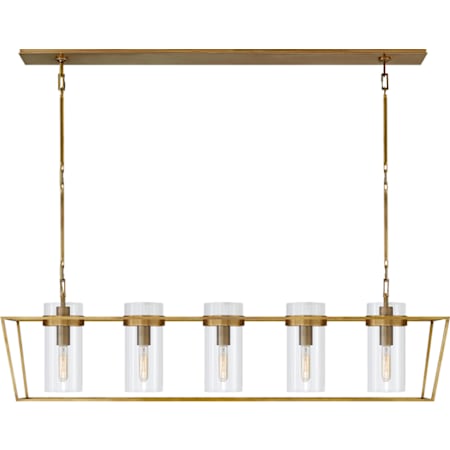 Visual Comfort Presidio 54" Linear Lantern with Clear Glass by Ian K. Fowler Hand-Rubbed Antique Brass