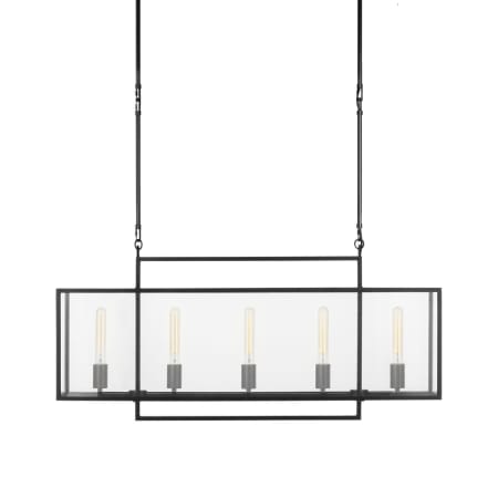 Visual Comfort Halle 5 Light 41" Wide Linear Chandelier Aged Iron