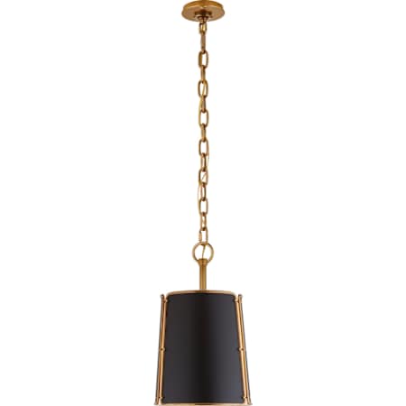 Visual Comfort Hastings 18" Small Pendant with Shade by Carrier and Company Hand Rubbed Antique Brass / Black