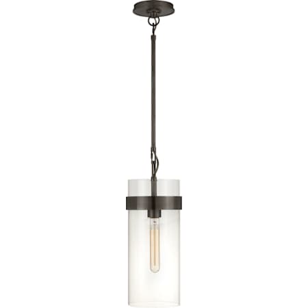 Visual Comfort Presidio 14" Small Pendant with Clear Glass by Ian K. Fowler Bronze