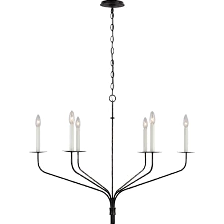 Visual Comfort Belfair 6 Light 36" Wide Candle Style Chandelier Aged Iron