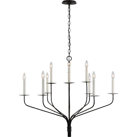 Visual Comfort Belfair 9 Light 36" Wide Candle Style Chandelier Aged Iron