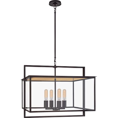 Visual Comfort Halle 24" Wide Hanging Lantern with Clear Glass by Ian. K. Fowler Aged Iron