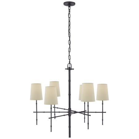 Visual Comfort Grenol 33" Modern Bamboo Chandelier with Natural Percale Shades by Studio VC Bronze
