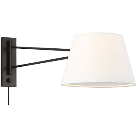 Visual Comfort Hale 10" Tall Hardwired or Plug-In LED Wall Sconce with White Linen Shade - Bulb Included Aged Iron