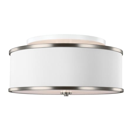 Visual Comfort Studio 3 Light 20" Wide Semi-Flush Drum Ceiling Fixture Satin Nickel