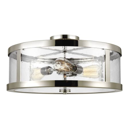 Visual Comfort Harrow 3 Light 20" Wide Semi-Flush Drum Ceiling Fixture Polished Nickel