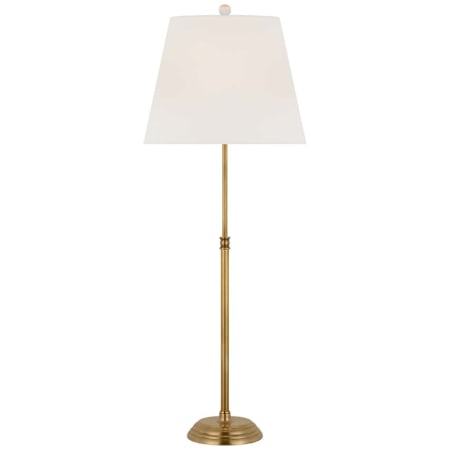 Visual Comfort Wyatt 29" Tall Torchiere Table Lamp Hand-Rubbed Antique Brass / Linen