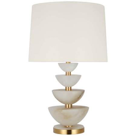 Visual Comfort Aubert 29" Tall Buffet Table Lamp Alabaster / Hand-Rubbed Antique Brass / Linen