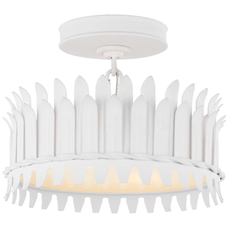 Visual Comfort Leslie 2 Light 12" Wide Semi-Flush Drum Ceiling Fixture Plaster White