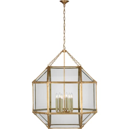 Visual Comfort Morris Grande Lantern with Clear Glass Gilded Iron