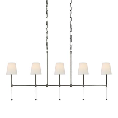 Visual Comfort Camille 5 Light 53" Wide Linear Chandelier Bronze