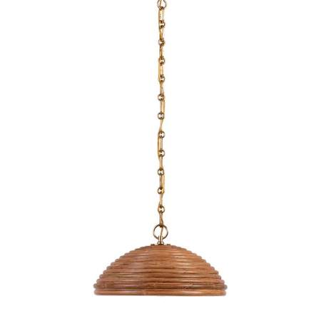 Visual Comfort Emerson 16" Wide Pendant Hand-Rubbed Antique Brass / Natural Rattan